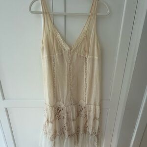 Vintage French Linen and Lace Slip Dress